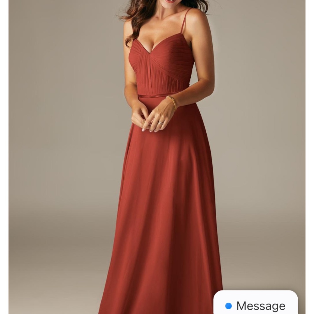 A-Line Floor Length Bridesmaid Dress - Rust
